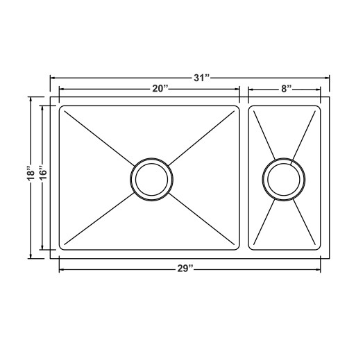 DOUBLE BOWL UNDERMOUNT HANDMADE SINK ZP7030HMR - Image 3